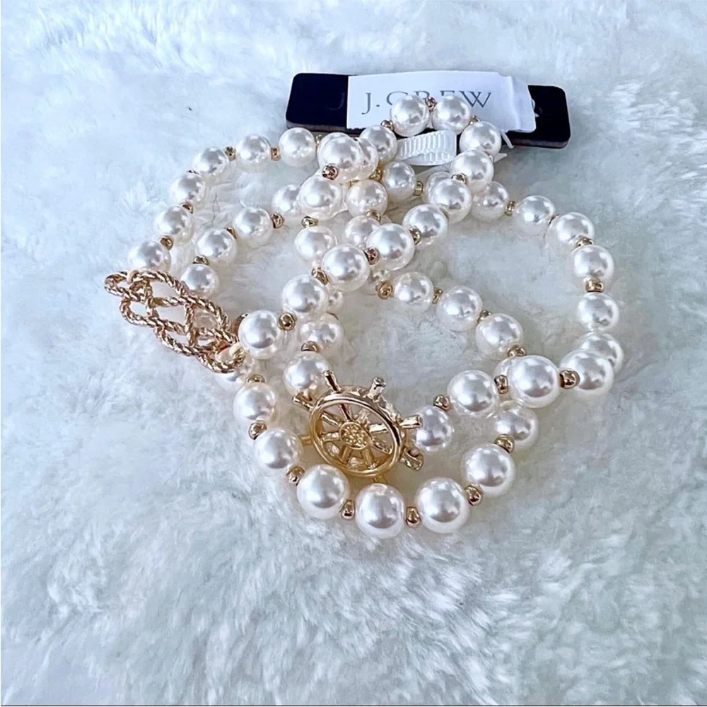 J. Crew Gold and Pearl 3 piece Nautical Bracelet set